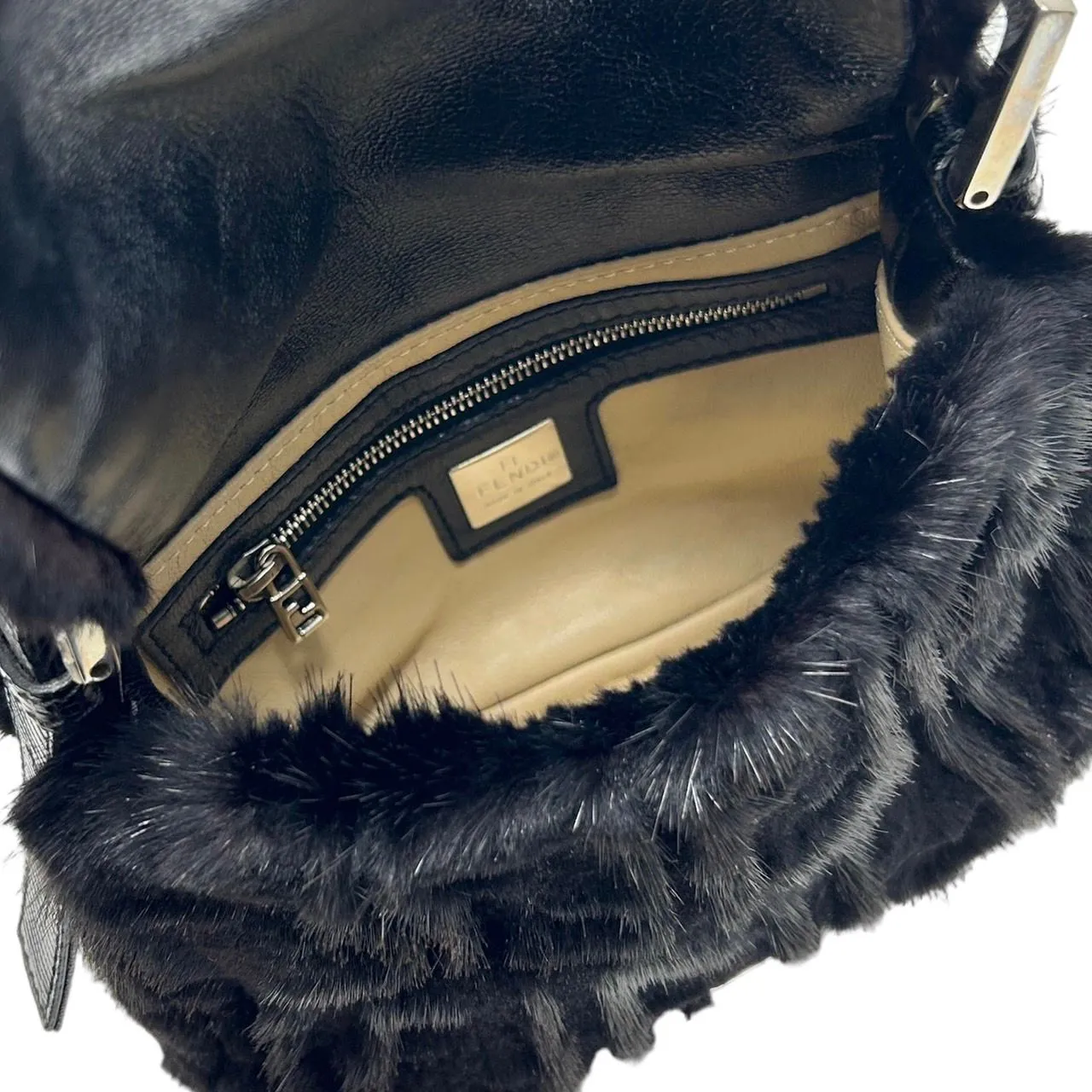 Fendi Black Mink Mini Baguette