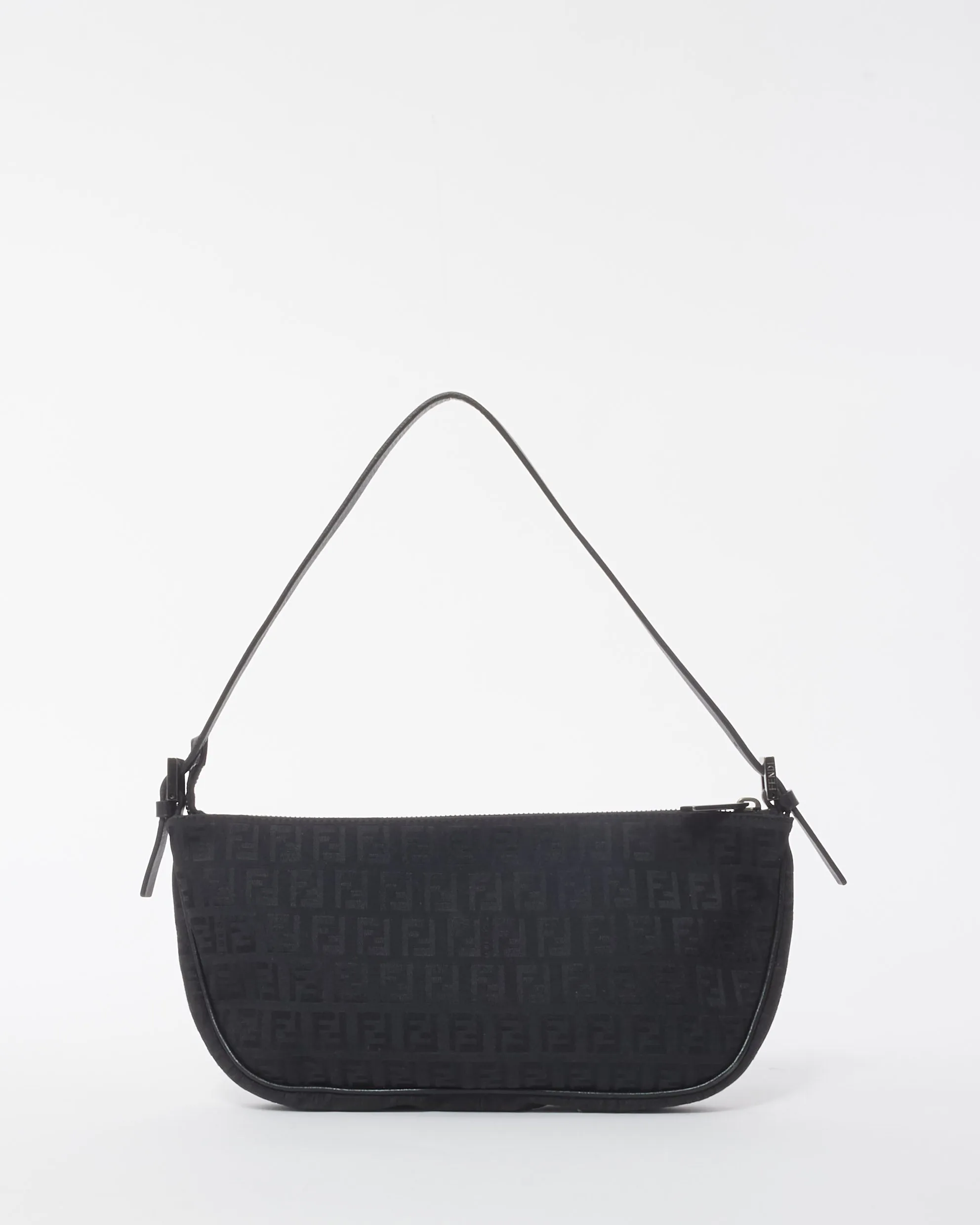 Fendi Black Monogram Zucchino Canvas Shoulder Bag