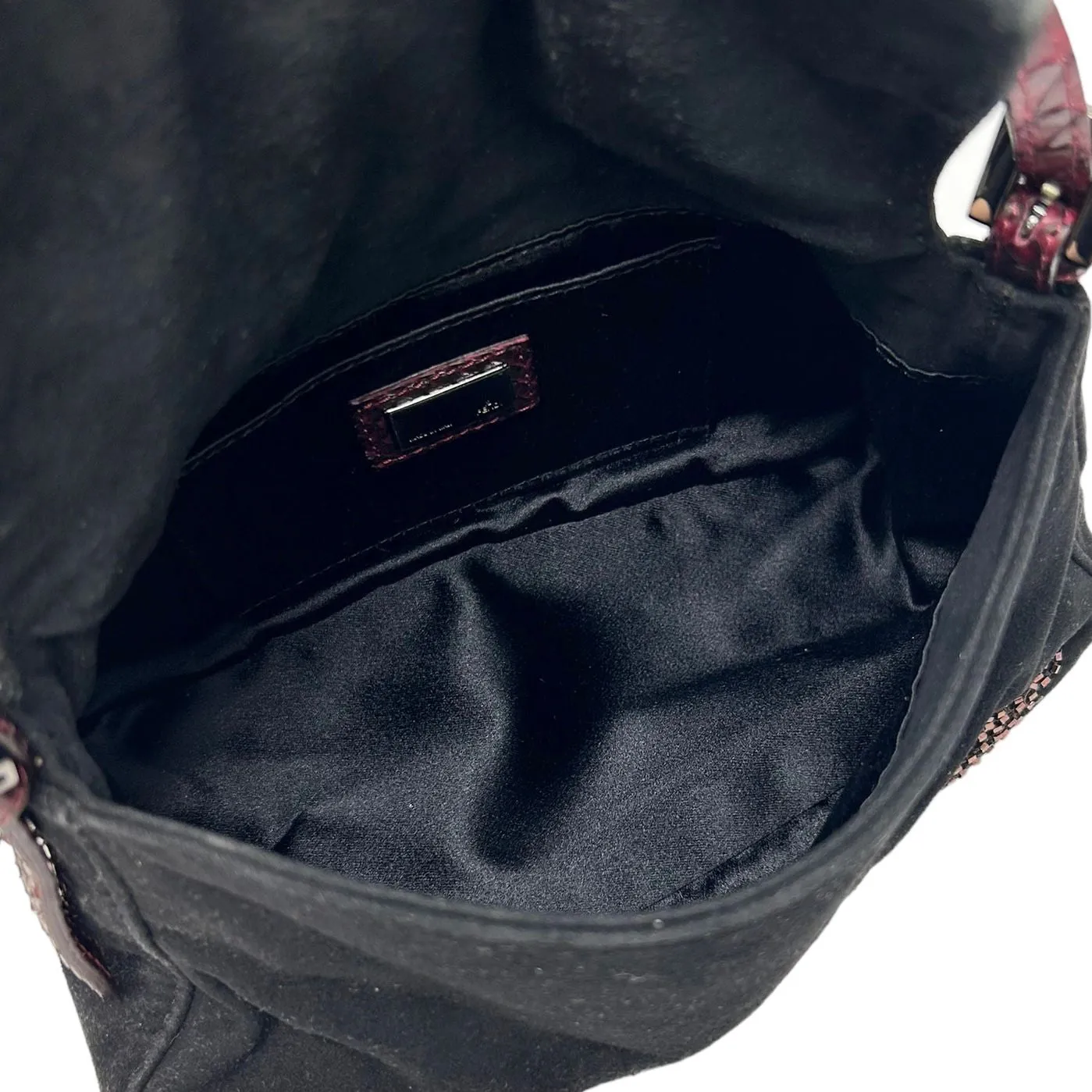 Fendi Black Suede Beaded Mini Baguette