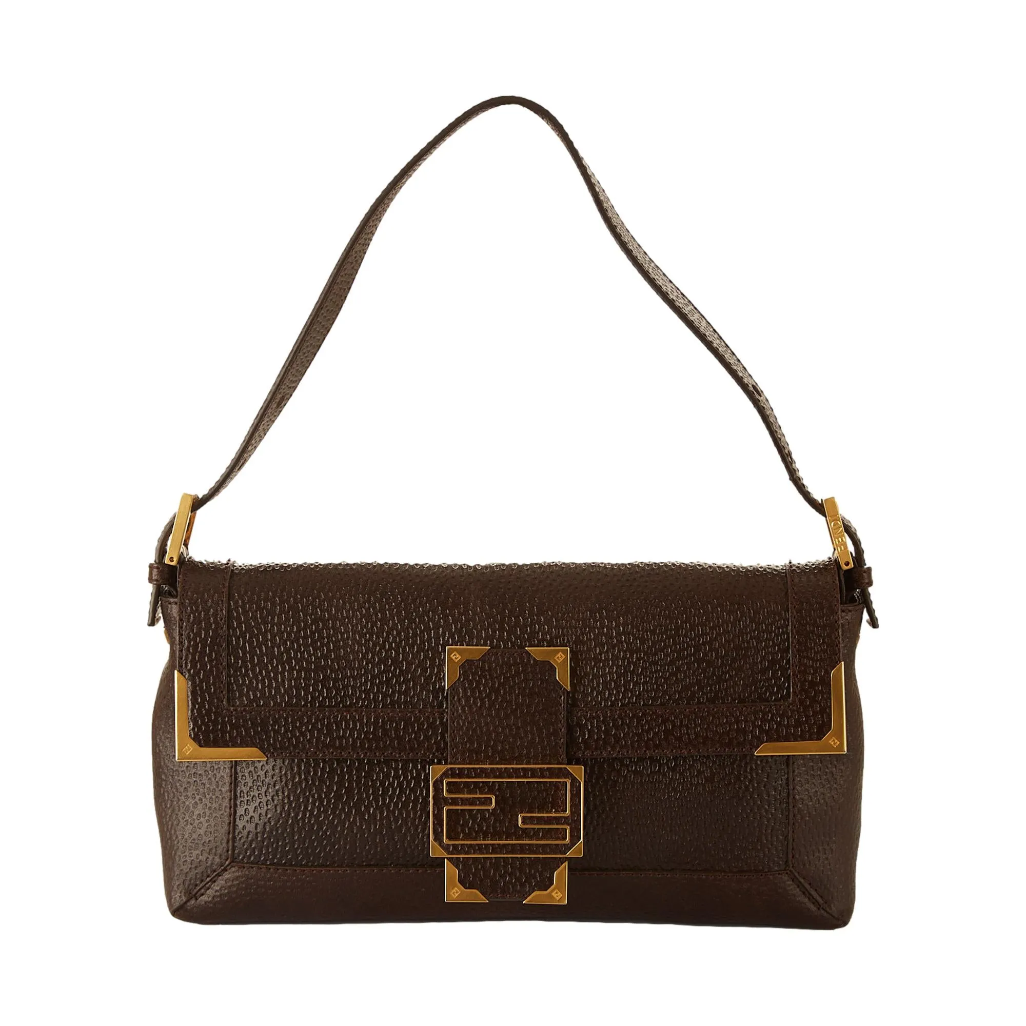 Fendi Brown Leather Frame Baguette