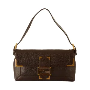 Fendi Brown Leather Frame Baguette