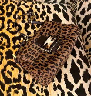 Fendi Cheetah Mama Mini Baguette Bag