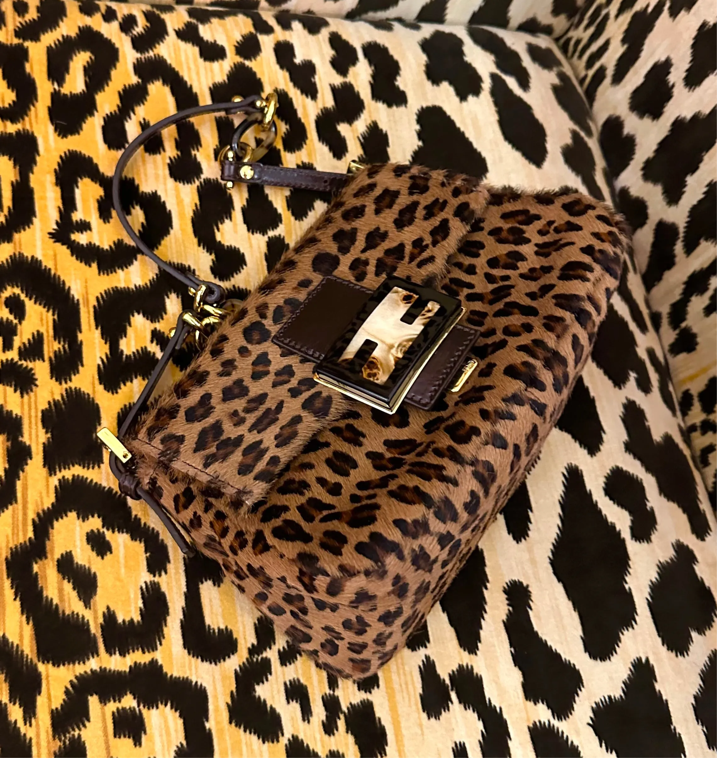 Fendi Cheetah Mama Mini Baguette Bag