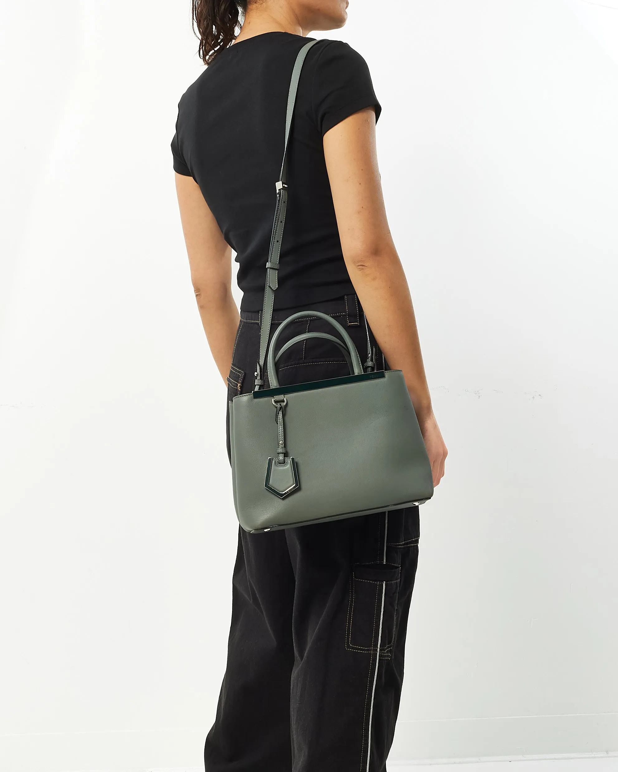 Fendi Grey Leather Small 2Jours Tote Bag