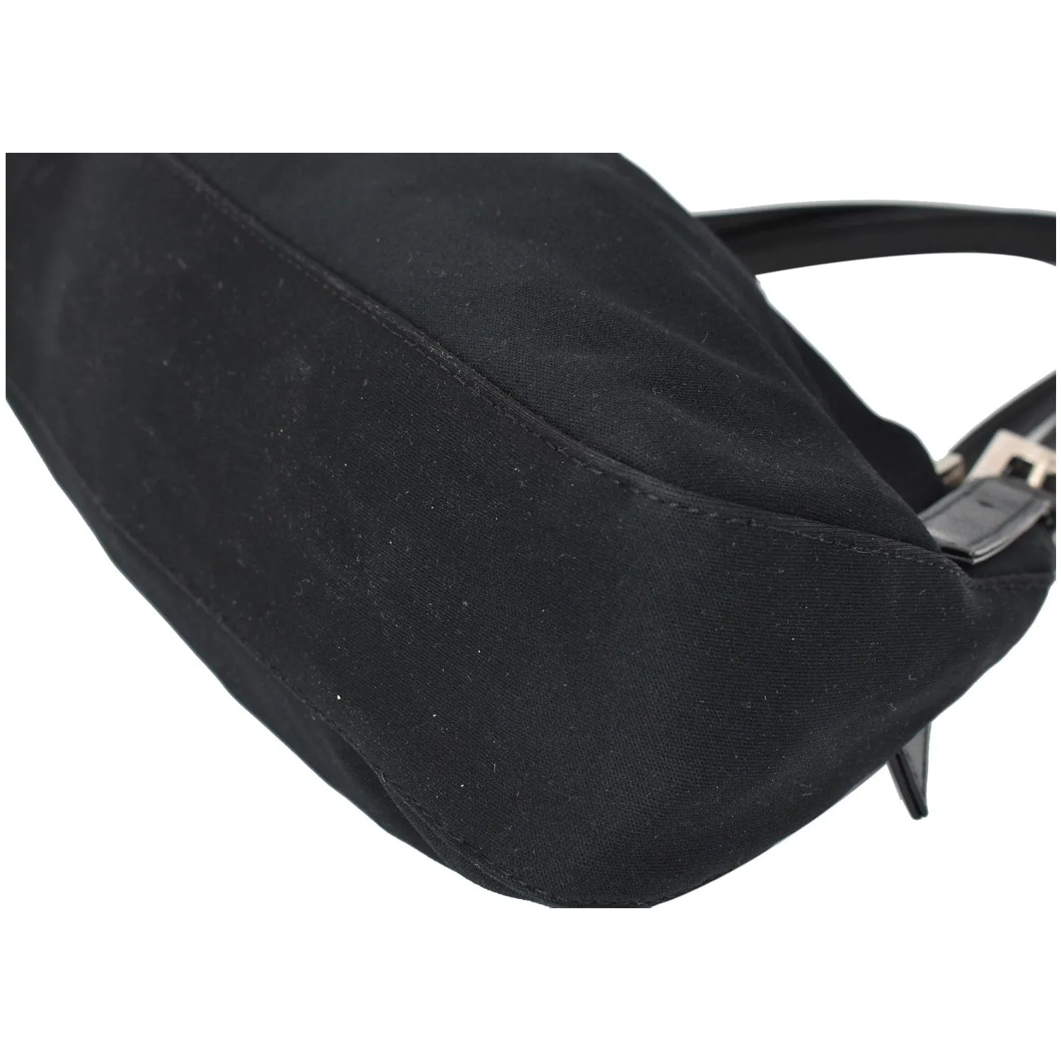 FENDI Mama Baguette Neoprene Canvas Shoulder Bag Black
