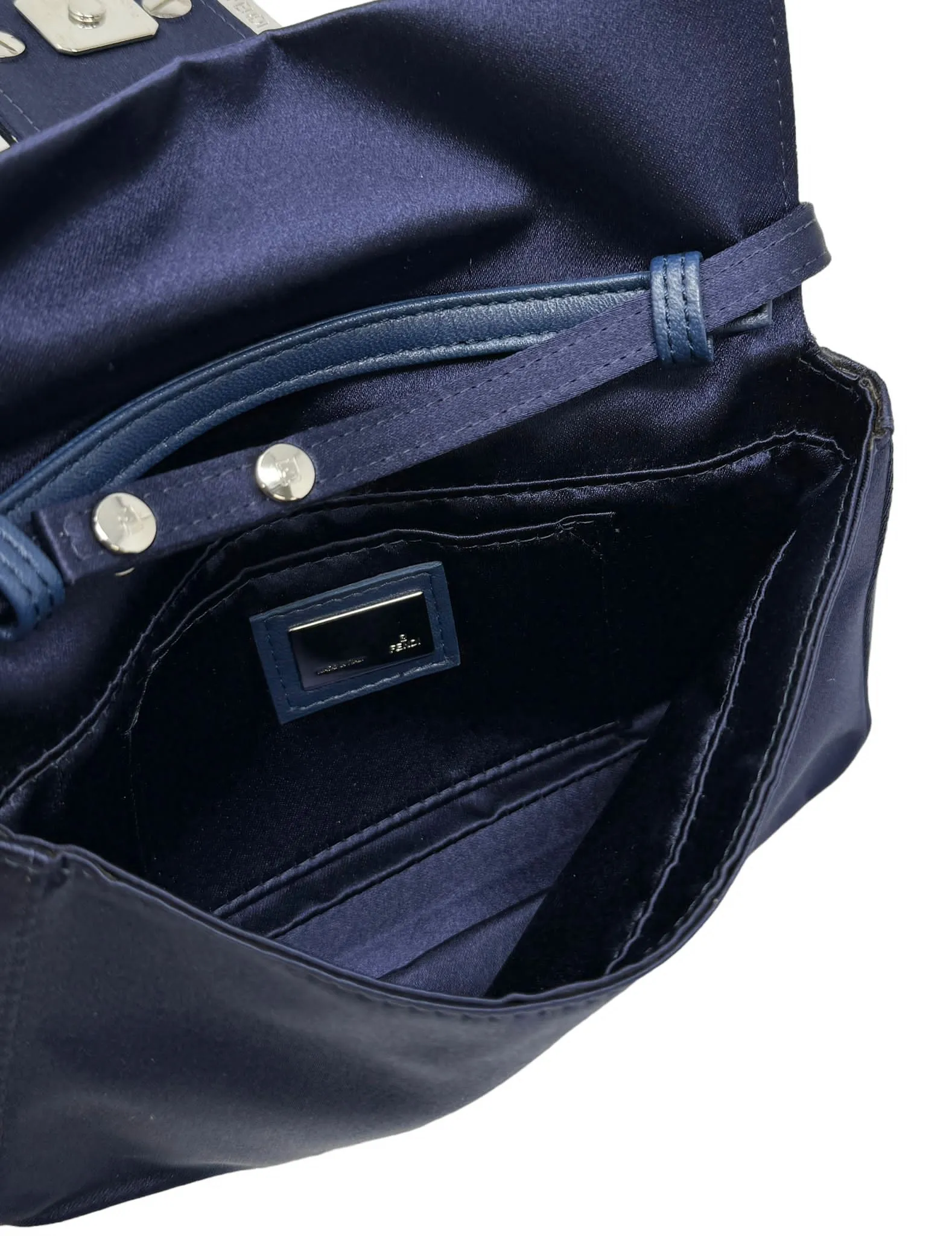 Fendi Navy Satin Mini Baguette