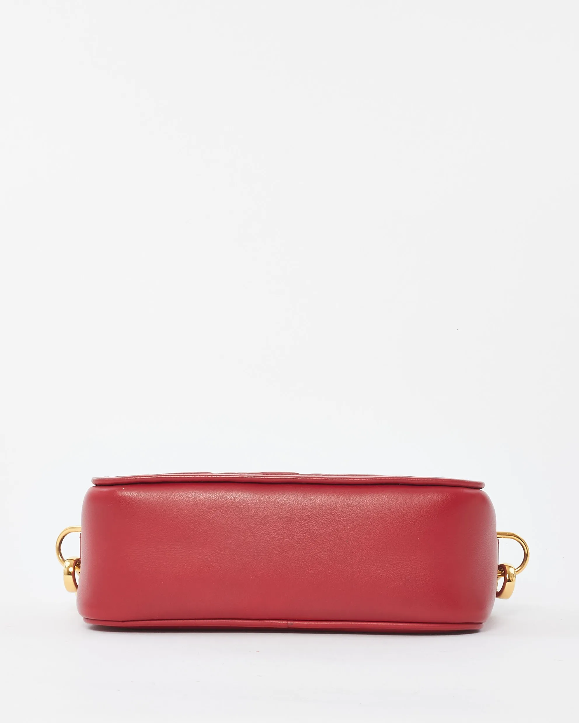 Fendi Red Embossed Logo Leather Mini Camera Bag