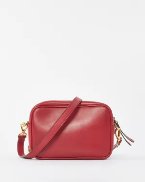 Fendi Red Embossed Logo Leather Mini Camera Bag