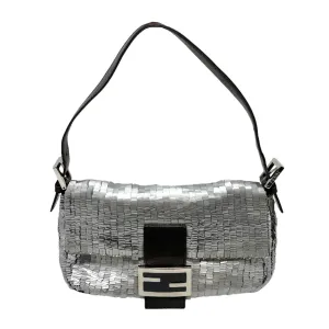 Fendi Silver Sequin Baguette