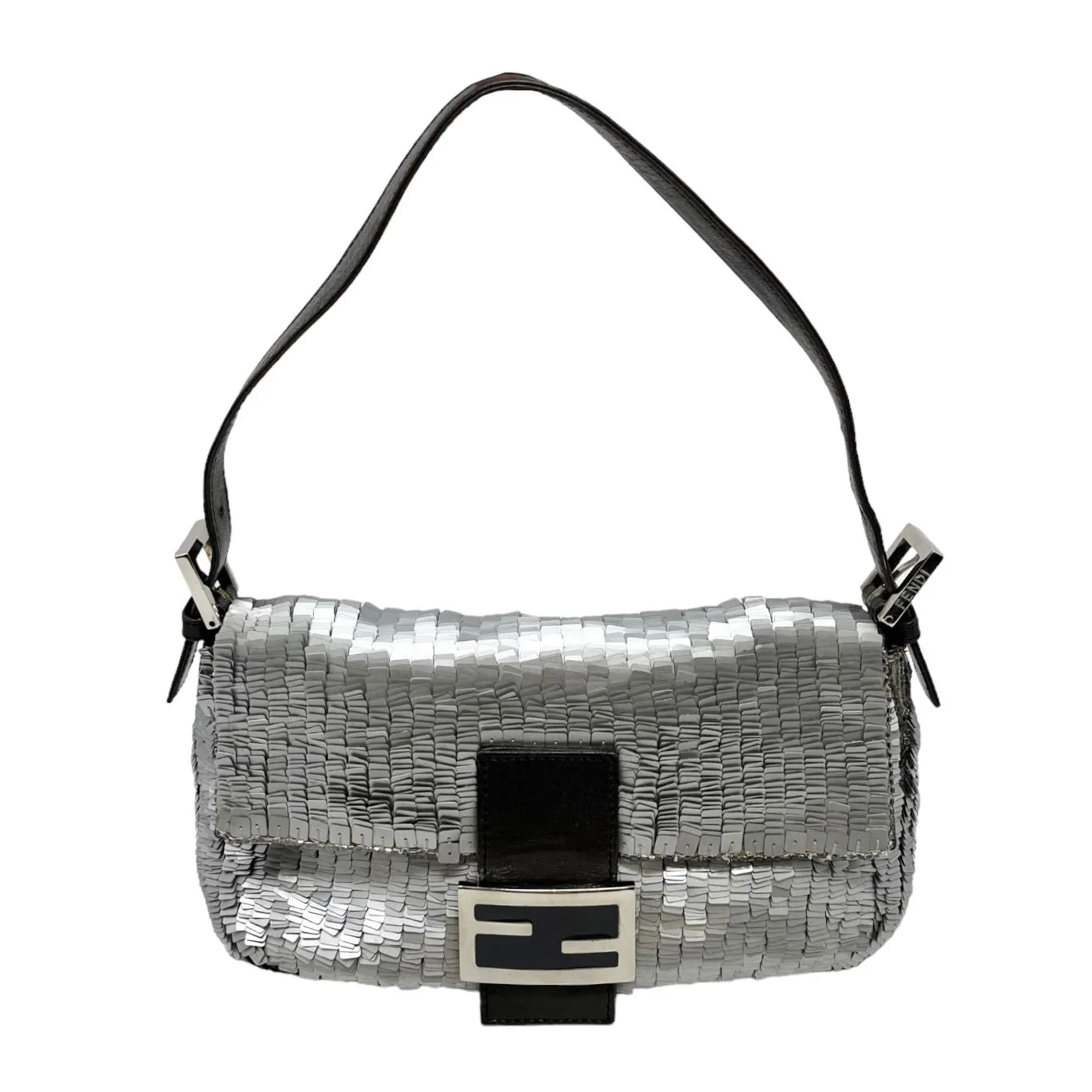 Fendi Silver Sequin Baguette