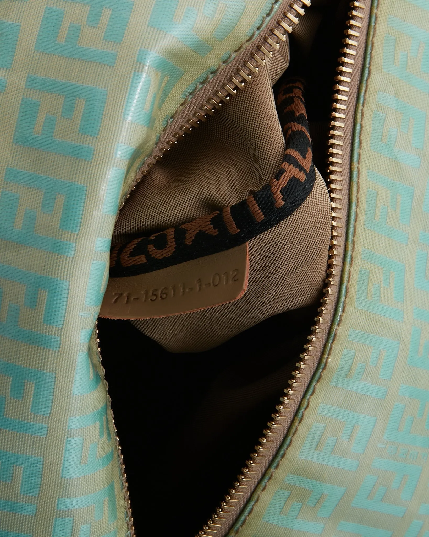 Fendi Turquoise Coated Canvas Travel Duffle Bag