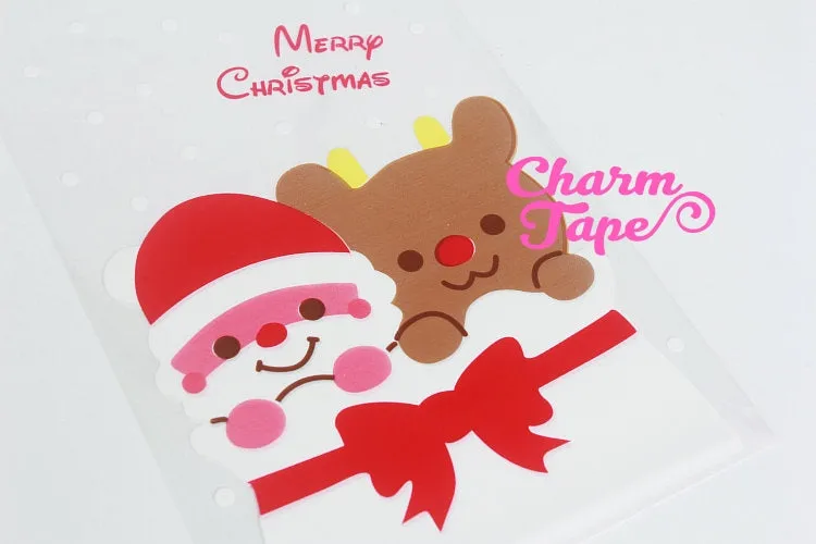 Festive Santa Gift Bags Cello Bags Self-adhesive Cookie bags - Favors Bags Set of 20/50/100 bags CB10