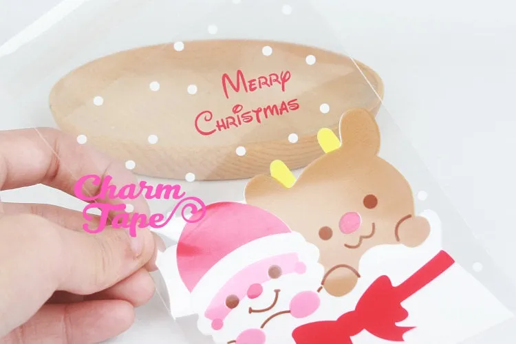 Festive Santa Gift Bags Cello Bags Self-adhesive Cookie bags - Favors Bags Set of 20/50/100 bags CB10