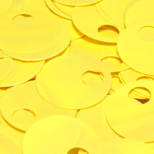 Flat Round Top Large Hole Sequin #26 Yellow (Opaque Iris)
