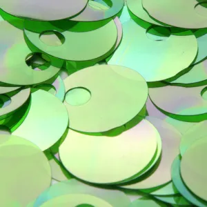 Flat Round Top Large Hole Sequin #5 Green (Transparent Iris)