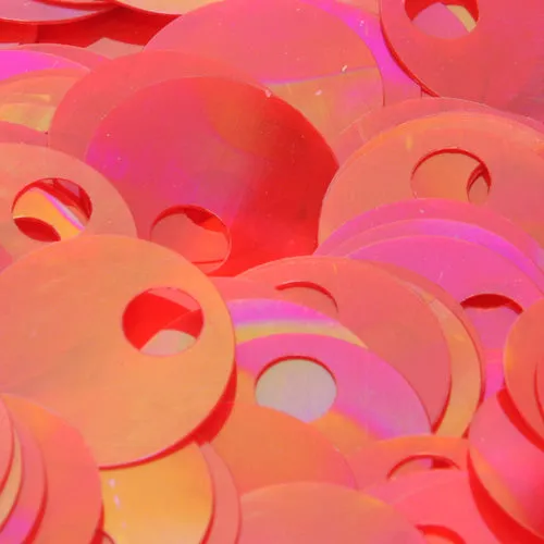 Flat Round Top Large Hole Sequin #8 Red (Transparent Iris)
