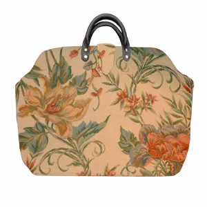 FLORAL ON CREAM CHENILLE TAPESTRY CARPET BAG