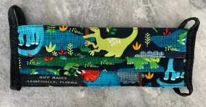 Florida Museum of Natural History:  Children's or Adult Sized Navy Dinosaur Print with Navy Foldover Elastic for Ears