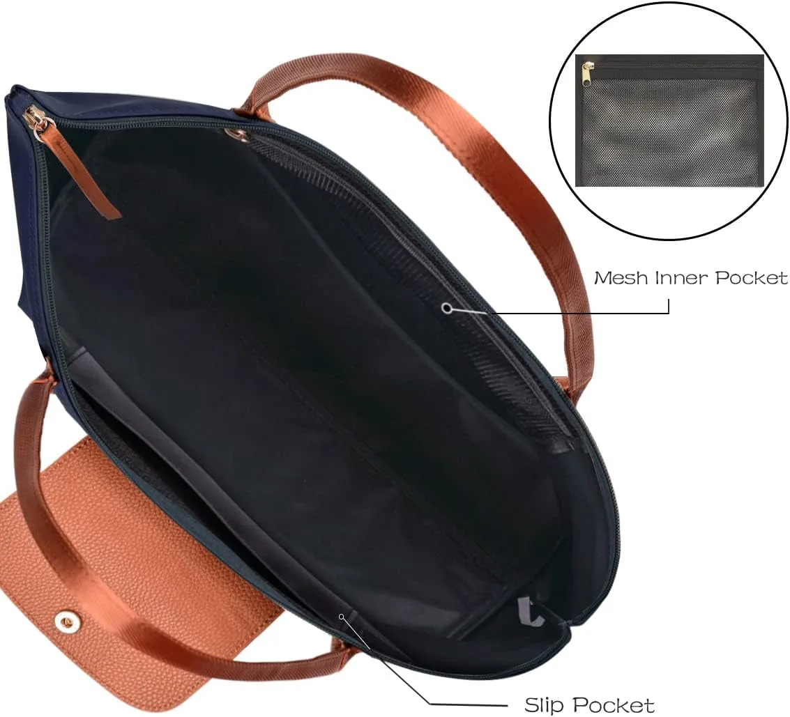 Foldable Tote Bag for Women, Nylon Shoulder Bag with Top-Handle