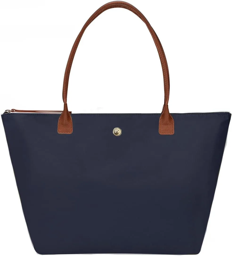 Foldable Tote Bag for Women, Nylon Shoulder Bag with Top-Handle