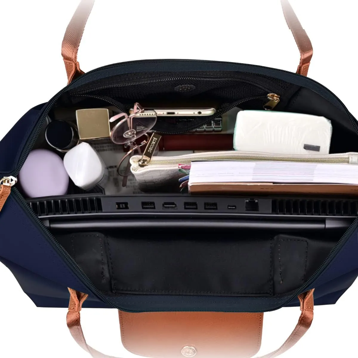 Foldable Tote Bag for Women, Nylon Shoulder Bag with Top-Handle