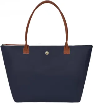Foldable Tote Bag for Women, Nylon Shoulder Bag with Top-Handle