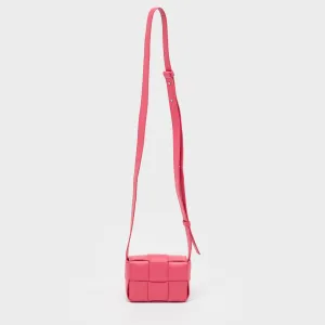 Fuchsia Intreccio Leather Mini Cassette Crossbody Bag