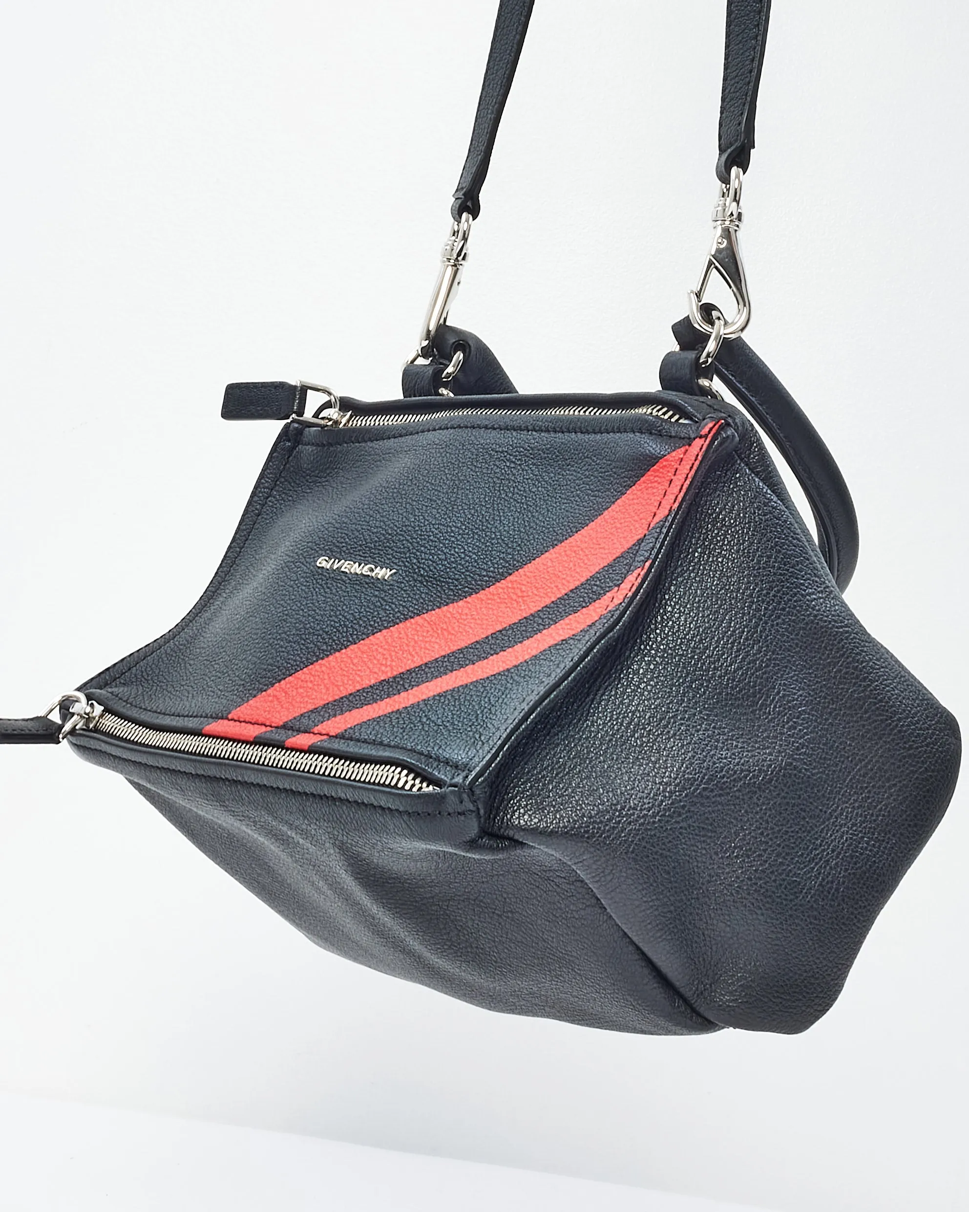 Givenchy Black & Red Stripe Leather Small Pandora Bag