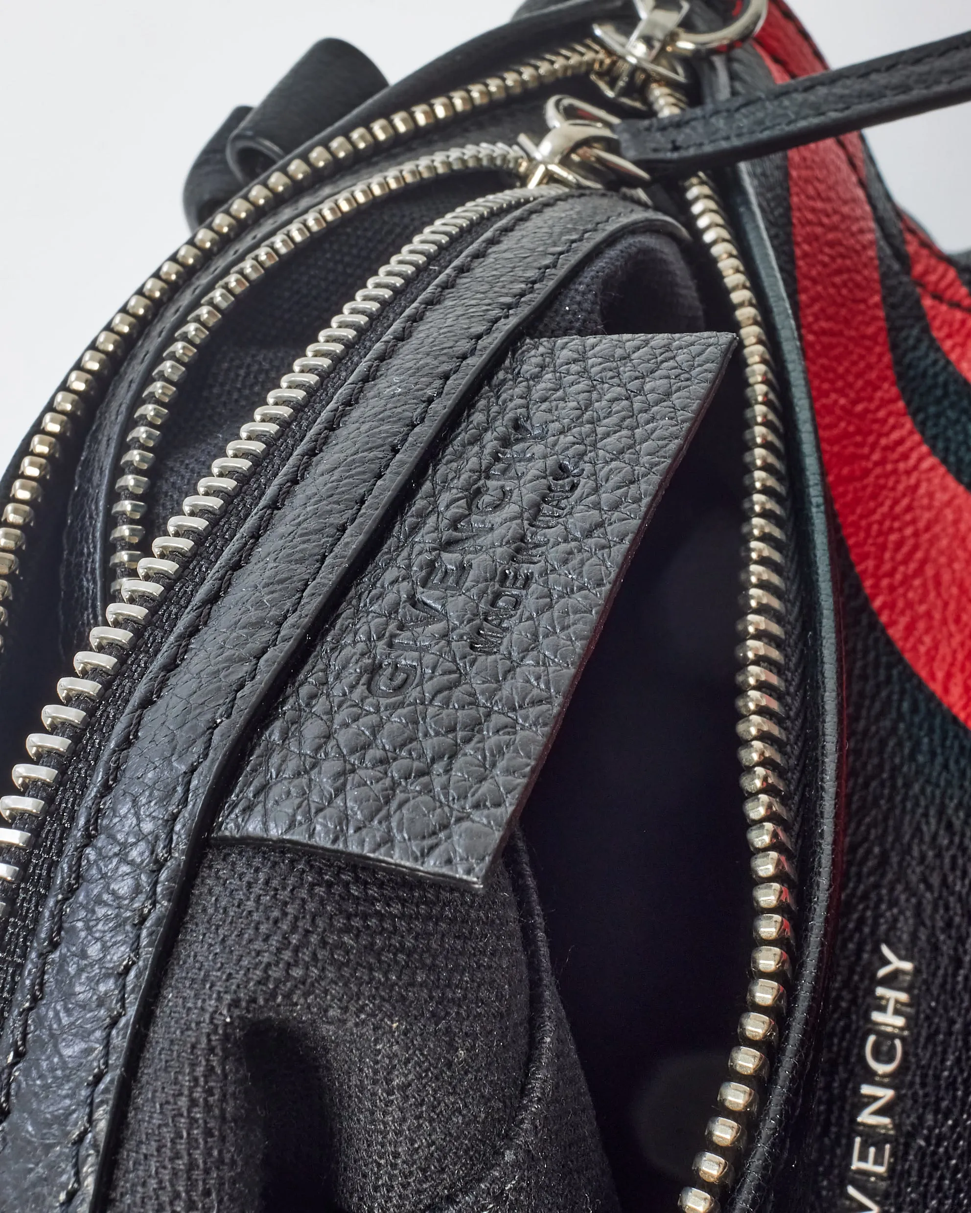 Givenchy Black & Red Stripe Leather Small Pandora Bag