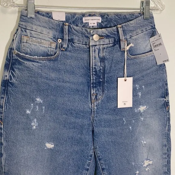 Good American Good Classic Distressed Weekender Jean NWT 2/26 Straight High rise