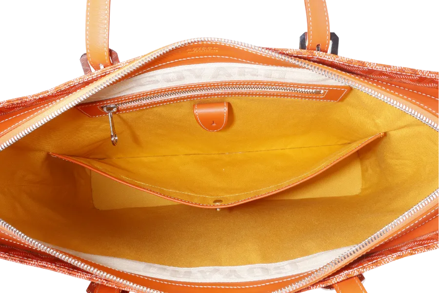GOYARD SAC MARINE GALANTE GM ORANGE GOYARDINE CANVAS SILVER HARDWARE WITH DUST COVER
