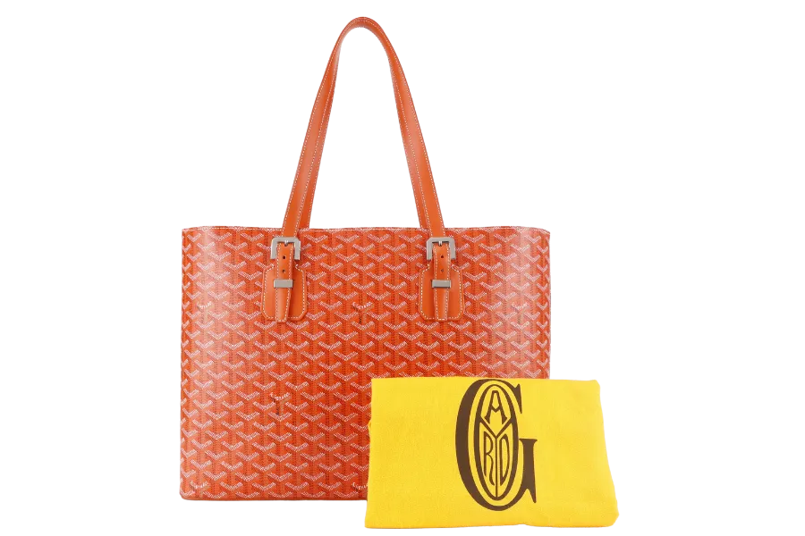 GOYARD SAC MARINE GALANTE GM ORANGE GOYARDINE CANVAS SILVER HARDWARE WITH DUST COVER