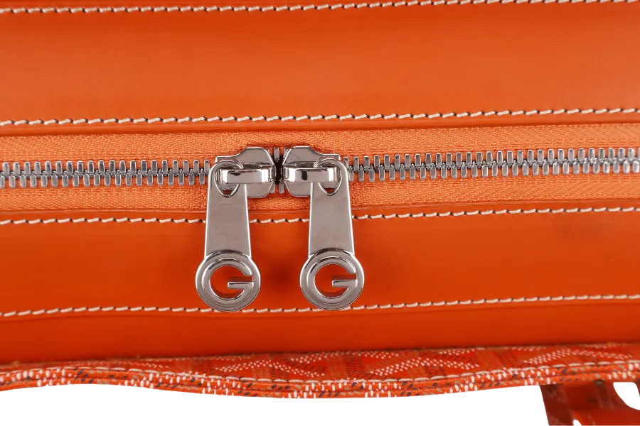GOYARD SAC MARINE GALANTE GM ORANGE GOYARDINE CANVAS SILVER HARDWARE WITH DUST COVER