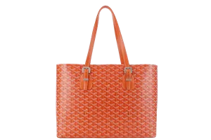 GOYARD SAC MARINE GALANTE GM ORANGE GOYARDINE CANVAS SILVER HARDWARE WITH DUST COVER