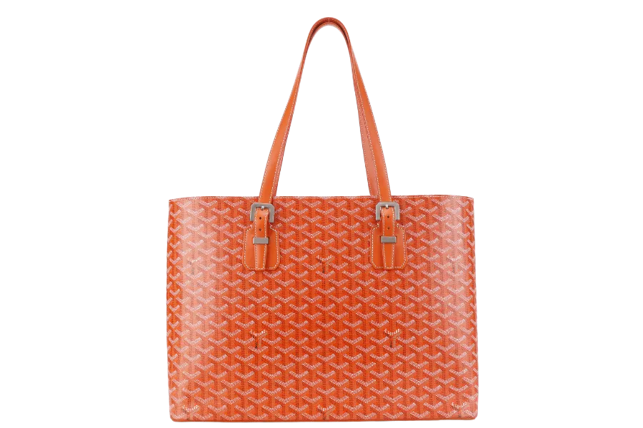 GOYARD SAC MARINE GALANTE GM ORANGE GOYARDINE CANVAS SILVER HARDWARE WITH DUST COVER