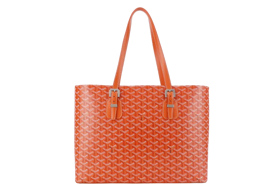 GOYARD SAC MARINE GALANTE GM ORANGE GOYARDINE CANVAS SILVER HARDWARE WITH DUST COVER