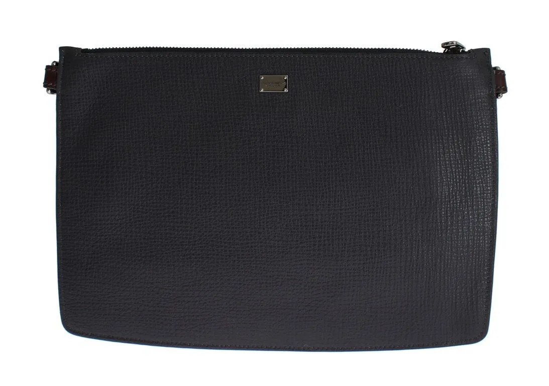 Gray Brown Leather Studded Wristlet Bag Organizer