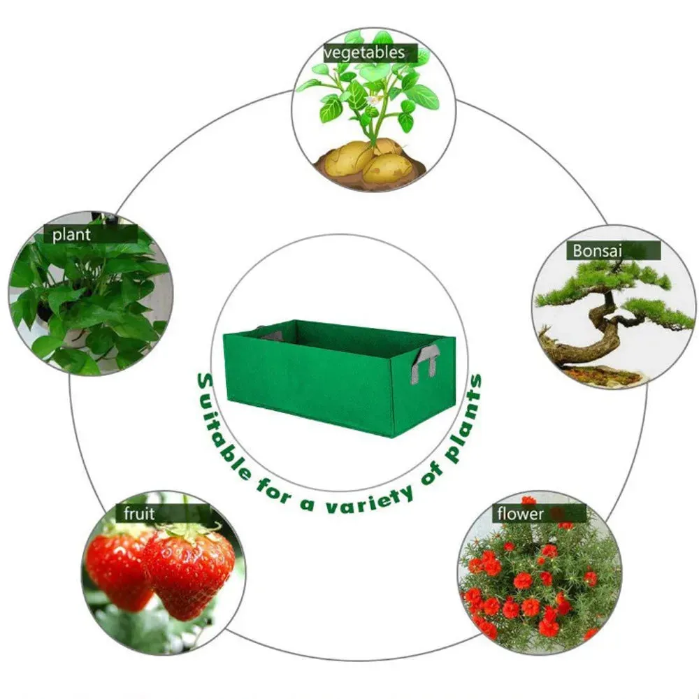 Grow Bags Non-Woven Fabric Raised Garden Bed Rectangle Planting Container Grow Bags Fabric Planter Pot For Plants Nursery Pot