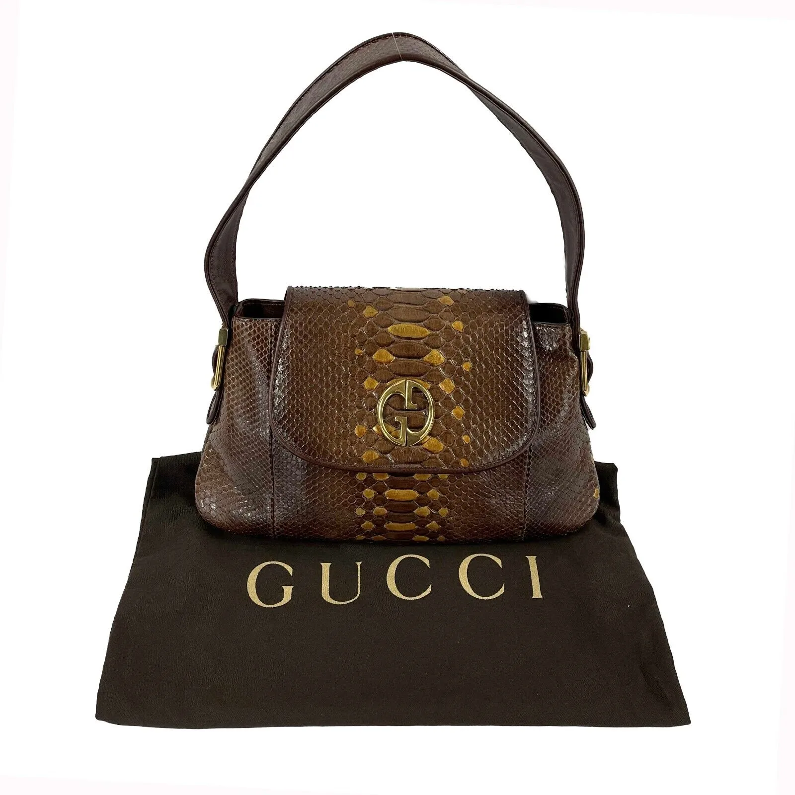 Gucci - 1973 Python Metallic Accent Shoulder Bag