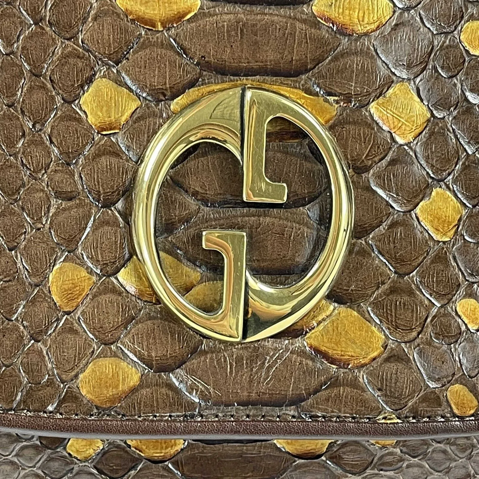 Gucci - 1973 Python Metallic Accent Shoulder Bag