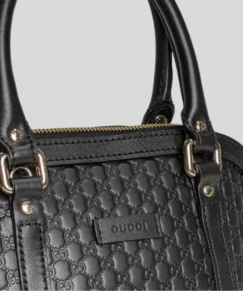 GUCCI Black GG Leather Mini Dome Top Handle Bag