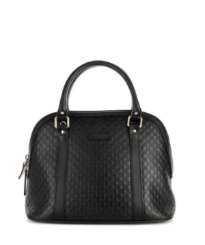 GUCCI Black GG Leather Mini Dome Top Handle Bag