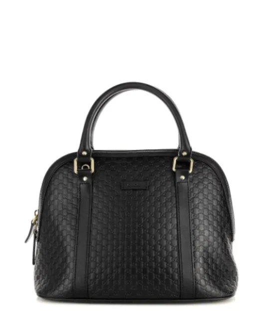 GUCCI Black GG Leather Mini Dome Top Handle Bag
