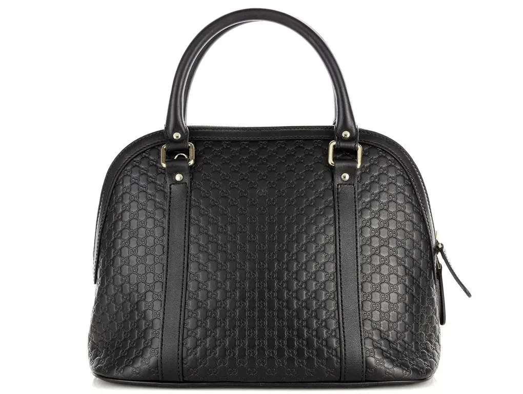 GUCCI Black GG Leather Mini Dome Top Handle Bag