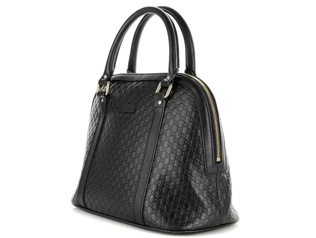 GUCCI Black GG Leather Mini Dome Top Handle Bag