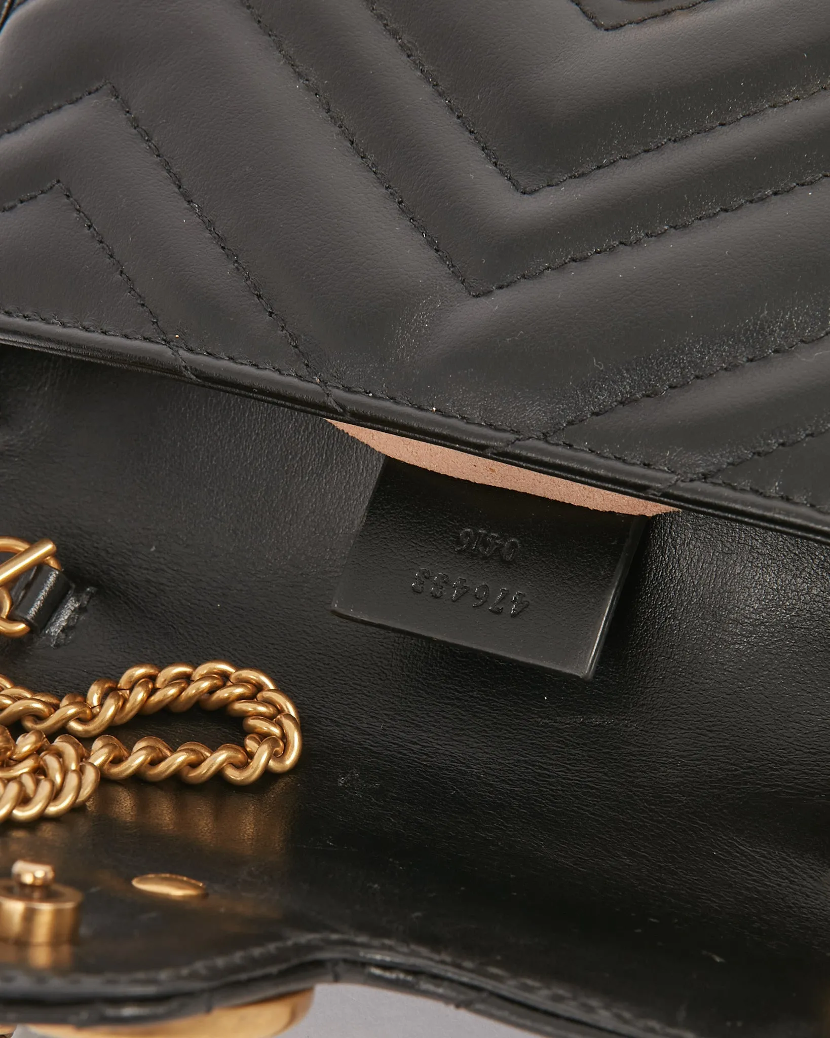 Gucci Black Leather Chevron Matelasse GG Marmont Super Mini Bag