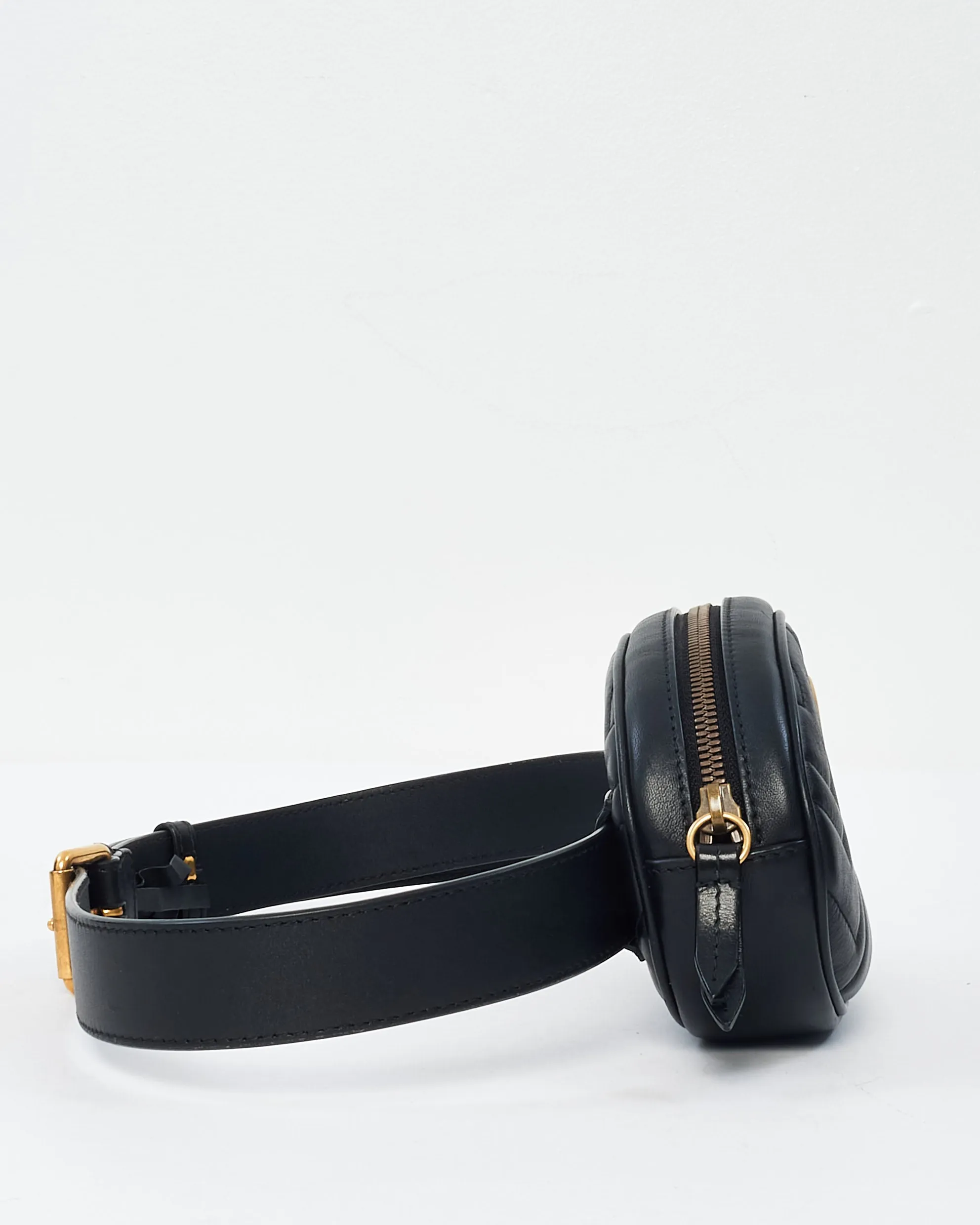 Gucci Black Leather Marmont Belt Bag - 85/34