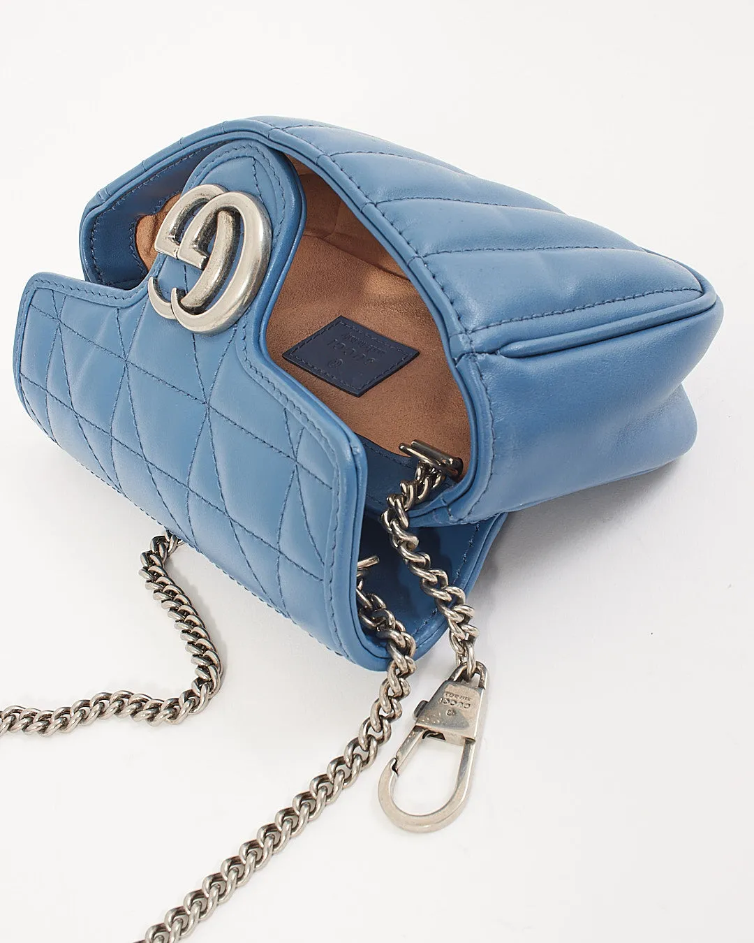 Gucci Blue GG Marmont Super Mini Chain Bag