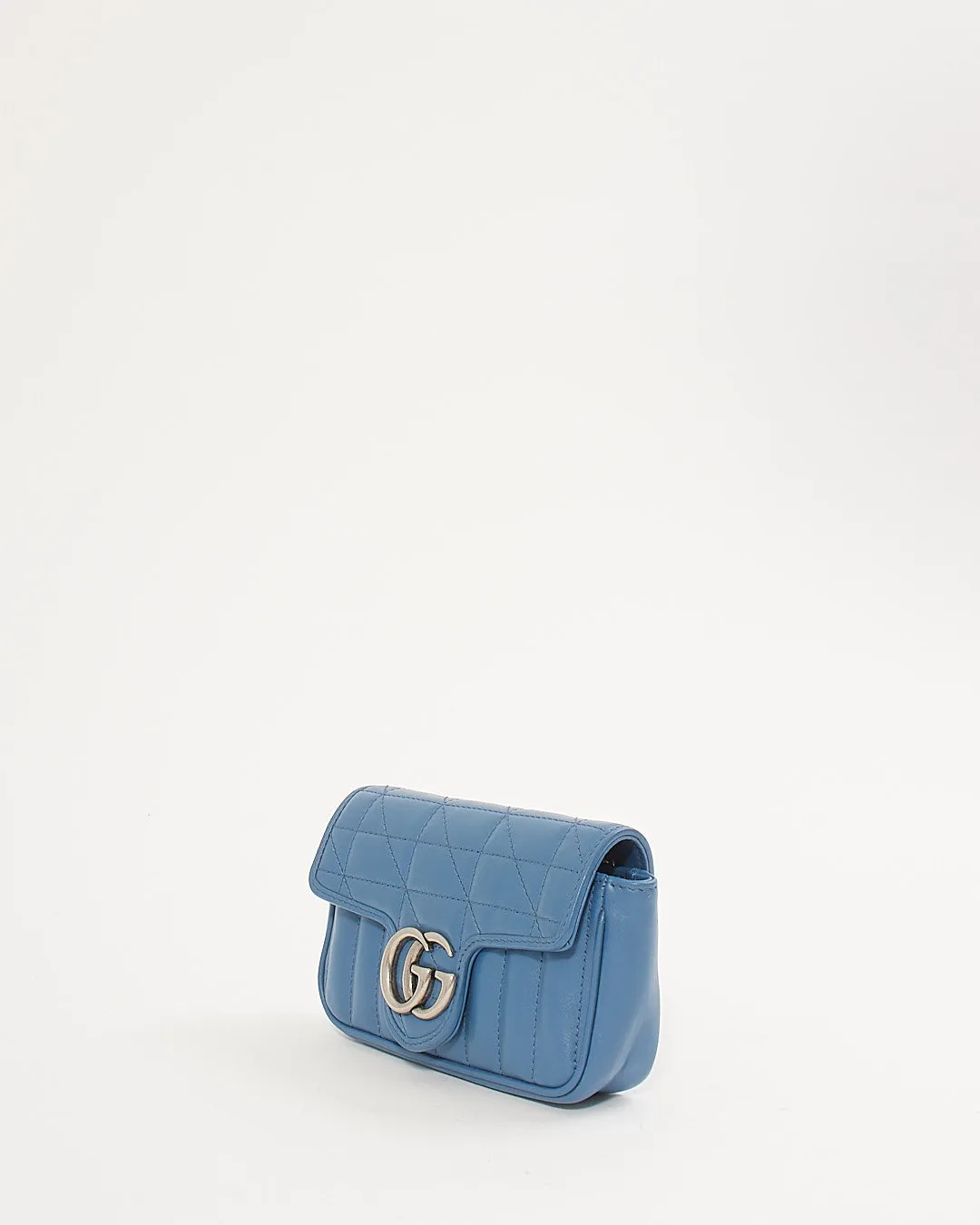 Gucci Blue GG Marmont Super Mini Chain Bag