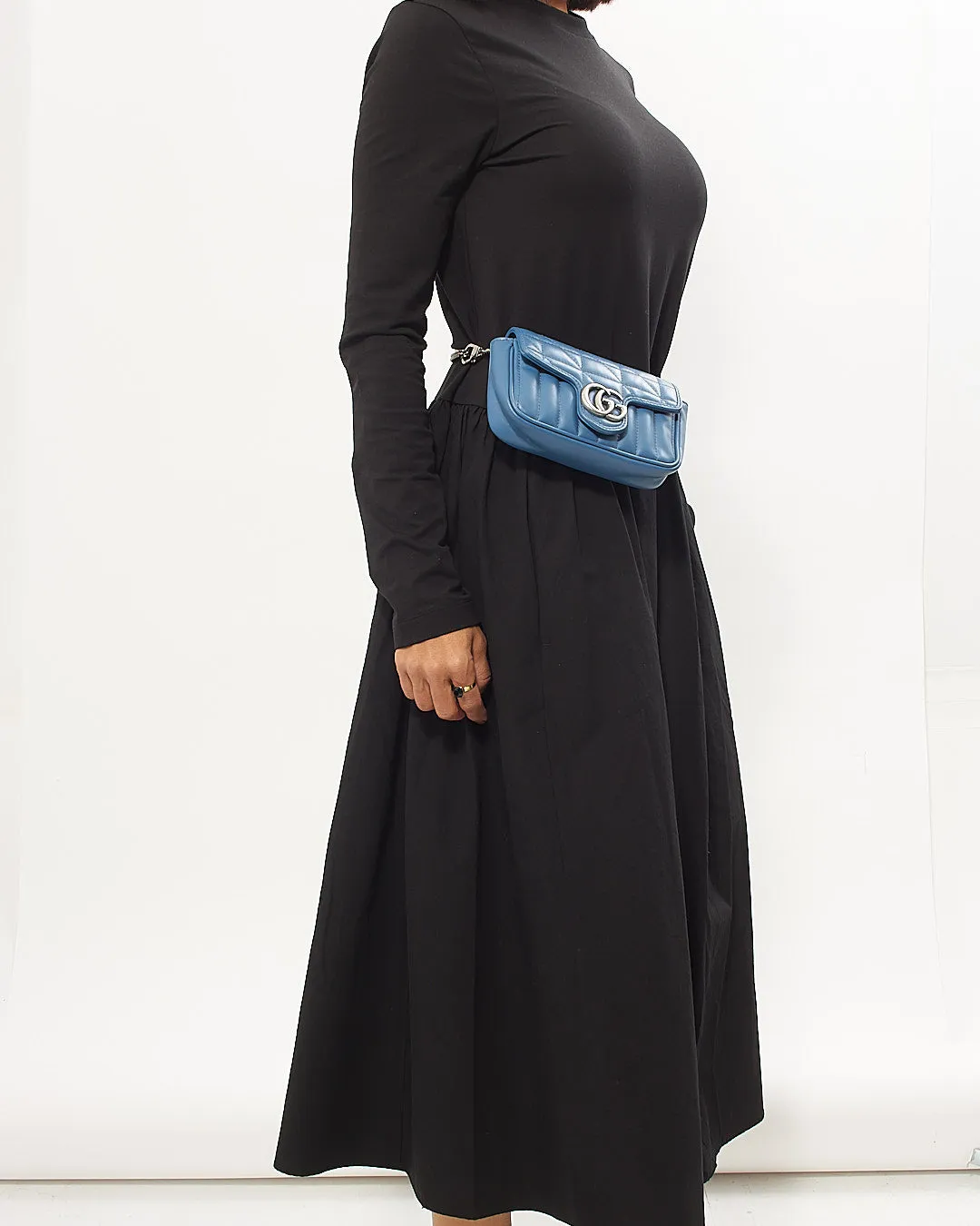 Gucci Blue GG Marmont Super Mini Chain Bag